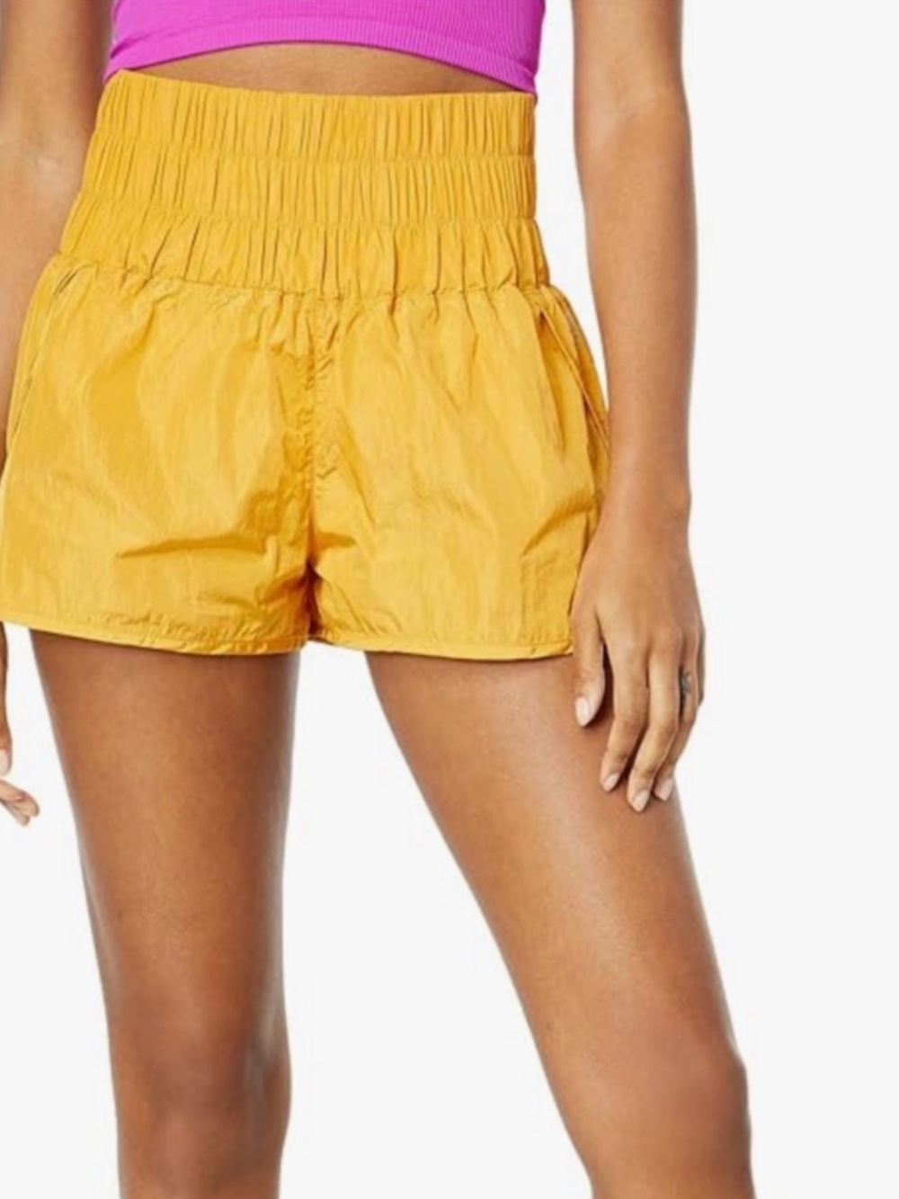 The Way Home Run Shorts FP Movement Large High-Waisted Mustard Sport Shorts